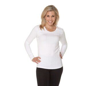 Heirloom Women's White Long Sleeve Scoop Neck T-Shirt‎ Size S